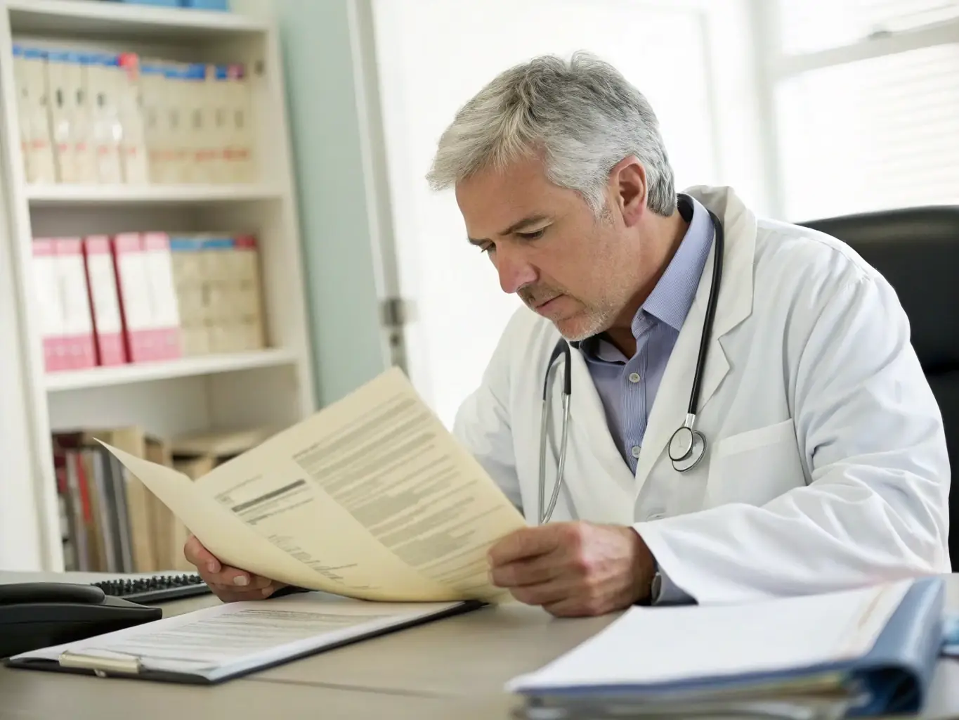 An image of a senior reviewing paperwork with an agent, highlighting the benefits of Medicare Supplement plans in a comfortable office environment.